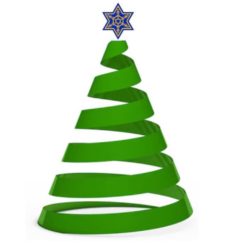 "spiral tree with a Jewish star on top"